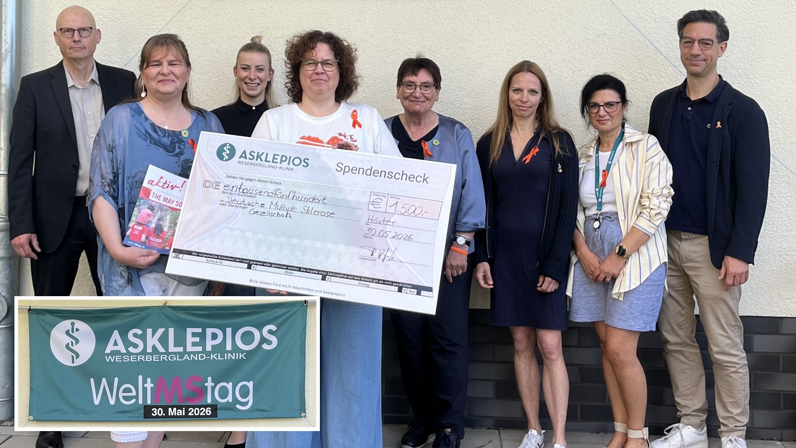1.500 Euro für den guten Zweck: Asklepios Weserbergland-Klinik übergibt Spende zum Welt-MS-Tag